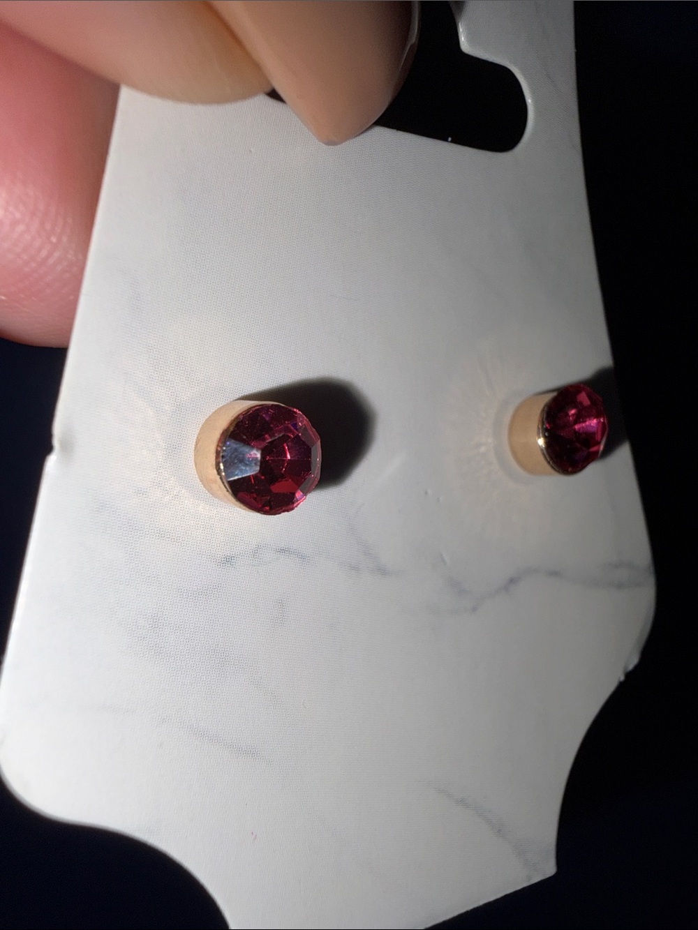 Fuchsia Pink Crystal Round Stud Earrings NWT - Picture 5 of 8